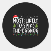 Most Likely To Ske The Eggnog Matching Christmas Runder Aufkleber (Vorderseite)