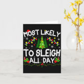 Most Likely To Sleigh All Day Christmas Matching Karte (Gelbe Blume)