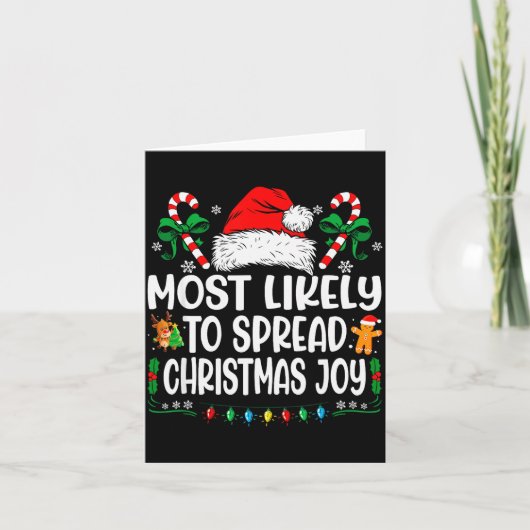 Most Likely To Spread Christmas Joy Family Matchin Karte (Vorderseite)