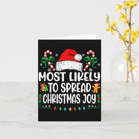 Most Likely To Spread Christmas Joy Family Matchin Karte (Gelbe Blume)