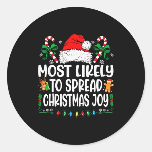 Most Likely To Spread Christmas Joy Family Matchin Runder Aufkleber (Vorderseite)