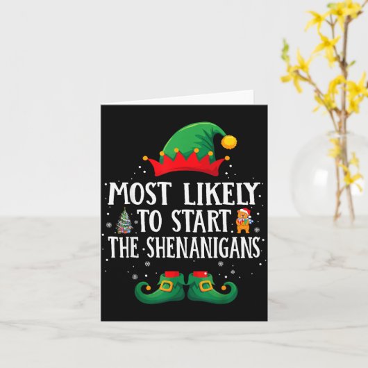 Most Likely To Start The Shenanigans Matching Chri Karte (Gelbe Blume)