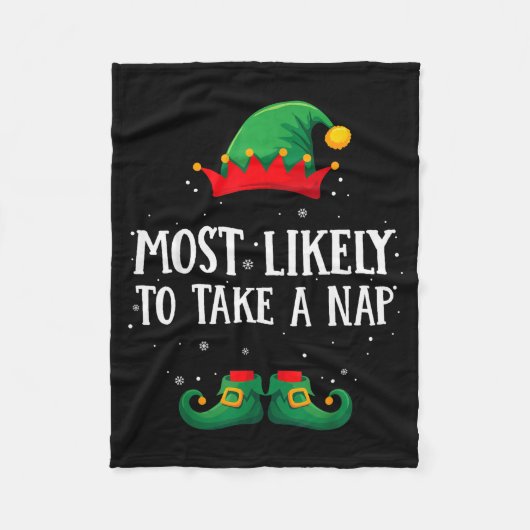 Most Likely To Take A Nap Matching Christmas Elf Fleecedecke (Vorderseite)