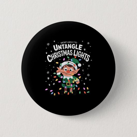 Most Likely To Untangle Christmas Lights Elf Button (Vorderseite)
