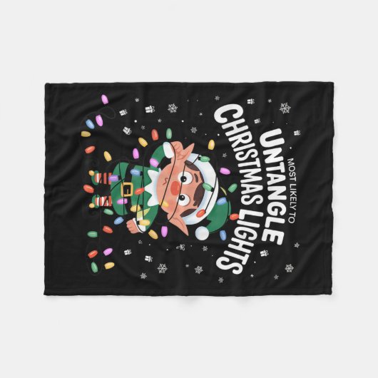Most Likely To Untangle Christmas Lights Elf  Fleecedecke (Vorderseite (Horizontal))