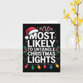 Most Likely To Untangle Christmas Lights Funny Hol Karte (Gelbe Blume)
