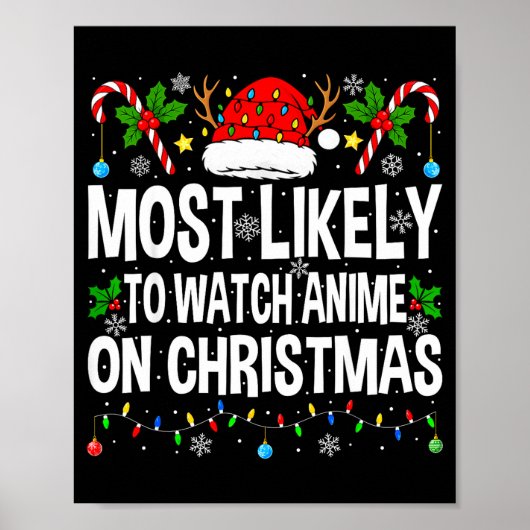 Most Likely To Watch Anime On Christmas Cool Anime Poster (Vorne)