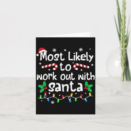 Most Likely To Work Out With Santa Christmas Match Karte (Vorderseite)