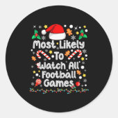 Most Likely Watch All Football Games Family Christ Runder Aufkleber (Vorderseite)