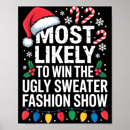 Most Likely Win Ugly Sweater Party Humor Holiday L Poster (Vorne)