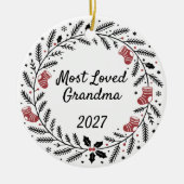 Most Loved Grandma Christmas Round Keramik Ornament (Vorne)