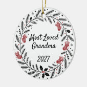 Most Loved Grandma Christmas Round Keramik Ornament (Links)