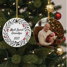 Most Loved Grandpa Christmas Round Keramik Ornament