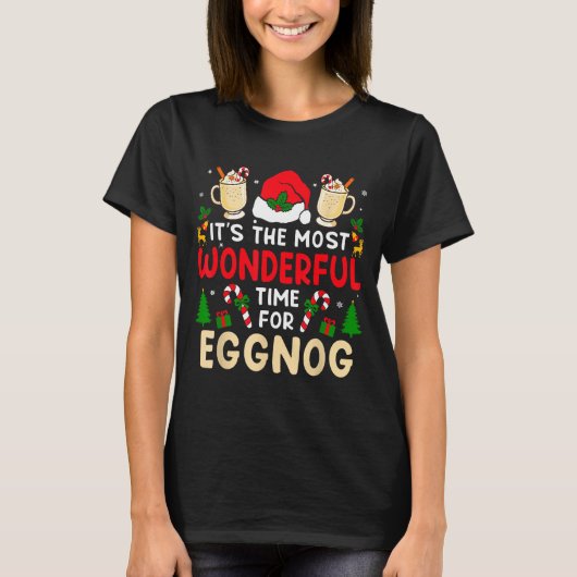 Most Wonderful Time For Eggnog Family Christmas Va T-Shirt (Vorderseite)