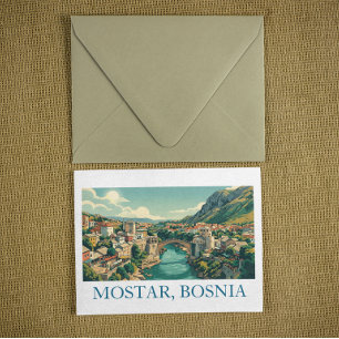 Mostar Bosnien Alte Brücke Stari Most Retro Reise Einladung