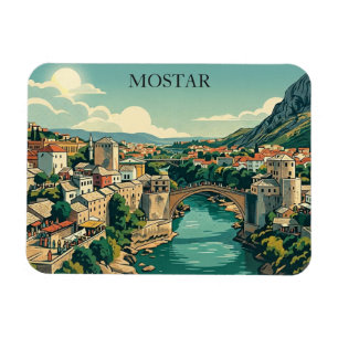 Mostar Bosnien Alte Brücke Stari Most Retro Reise Magnet