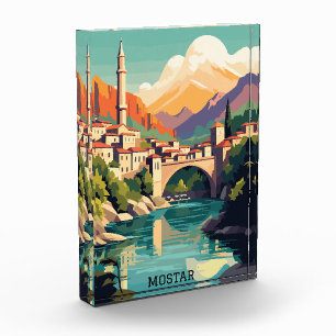 Mostar Bosnien Herzegovina Retro Vintage Travel Fotoblock