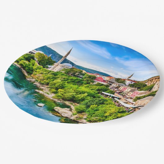 Mostar Bosnien und Herzegowina Pappteller (Schrägansicht)