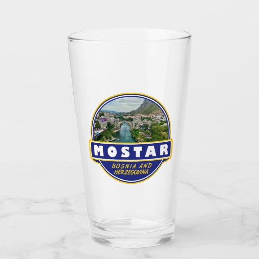 Mostar Bosnien und Herzegowina Reisetitelemblem Glas (Vorderseite)