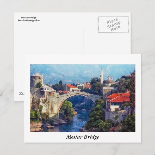 Mostar Bridge Postkarte (Vorne/Hinten)