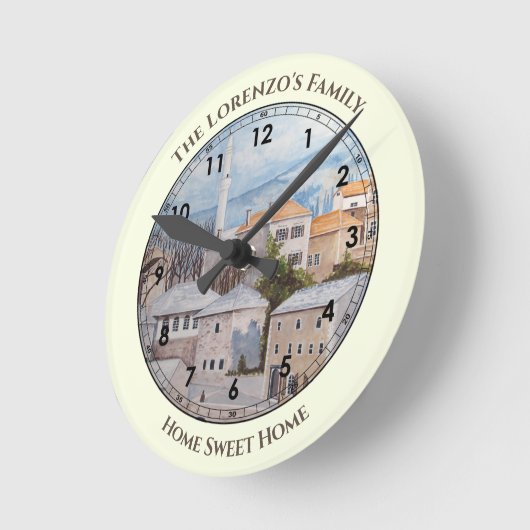 Mostar City Bosnien - Akropolis Runde Wanduhr (Winkel)