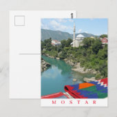Mostar Fluss und Moschee Aussicht Postkarte (Vorne/Hinten)