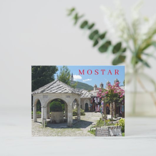 Mostar-Moschee-Innenhof Postkarte (Stehend Vorderseite)