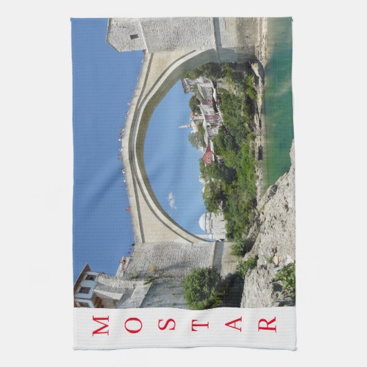 Mostar Old Bridge Blick Teetuch Geschirrtuch (Vertikal)
