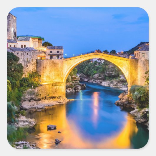 Mostar Quadratischer Aufkleber (Vorderseite)