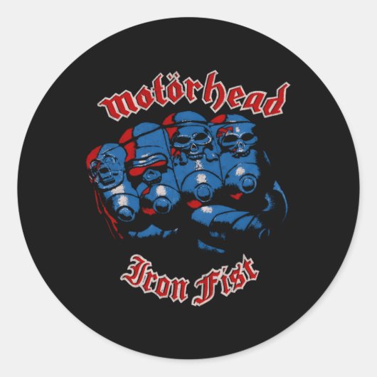 Motã ¶ Rhead Â€"Iron Fist Red Blue Skulls Runder Aufkleber (Vorderseite)