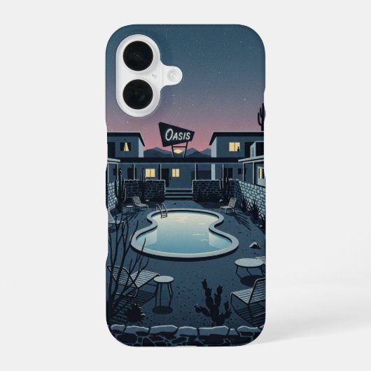 Motel bei Dämmerung iPhone 16 Hülle (Rückseite)