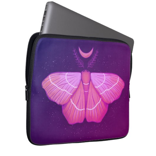 Moth and Moon Lila Hexe Magie Laptopschutzhülle (Vorne Rechts)