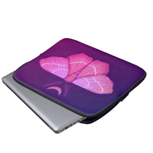 Moth and Moon Lila Hexe Magie Laptopschutzhülle (Vorne Knopf)