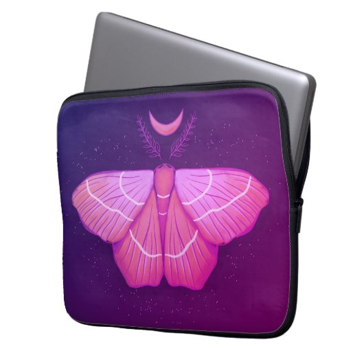 Moth and Moon Lila Hexe Magie Laptopschutzhülle (Vorderseite Links)