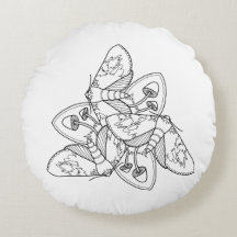 Moth and Mushroom Throw Kissen