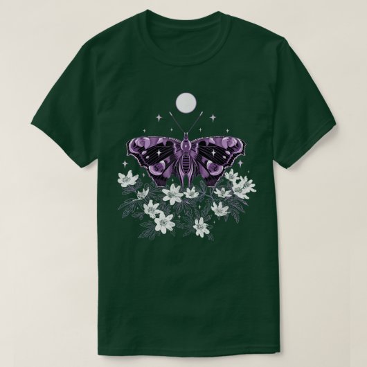 Moth at Night mit Anemone Dark Spring Butterfly w T-Shirt (Design vorne)