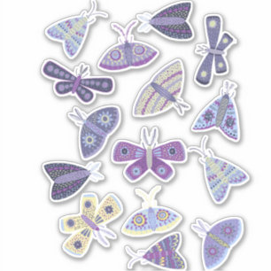 Moth Blue Lila Art Aufkleber