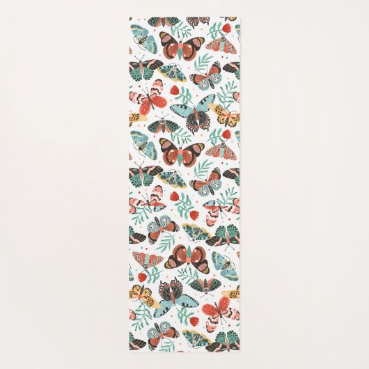 Moth Butterfly farbiges Muster Yogamatte (Rückseite)