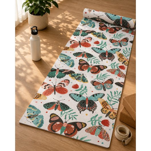 Moth Butterfly farbiges Muster Yogamatte