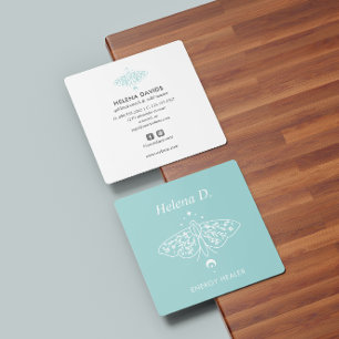 Moth Butterfly Moon Phase Reiki Practitioner Yoga Quadratische Visitenkarte