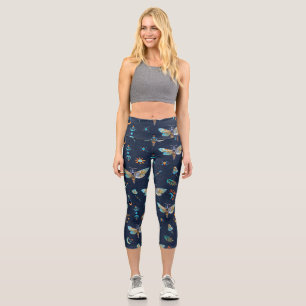 Moth Butterfly Muster Capri Leggings