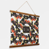 Moth Butterfly Muster hängend Tapestry Wandteppich Mit Holzrahmen (Gewinkelt)
