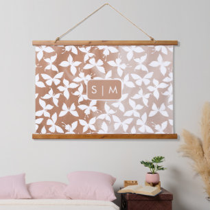 Moth Butterfly Muster hängend Tapestry Wandteppich Mit Holzrahmen