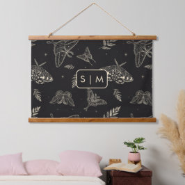 Moth Butterfly Muster hängend Tapestry Wandteppich Mit Holzrahmen
