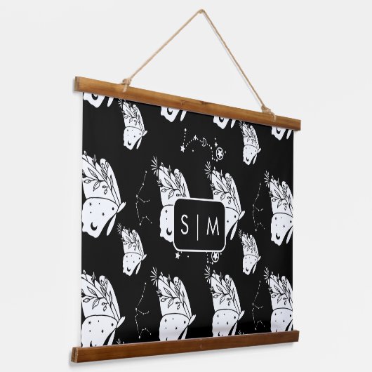 Moth Butterfly Muster hängend Tapestry Wandteppich Mit Holzrahmen (Gewinkelt)