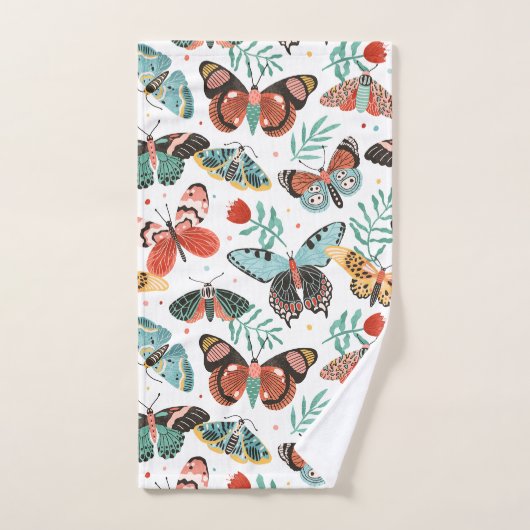 Moth Butterfly Pattern Badhandtuch Set (Handtuch)