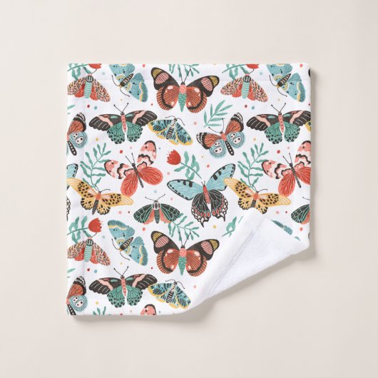 Moth Butterfly Pattern Badhandtuch Set (Waschlappen)
