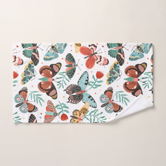 Moth Butterfly Pattern Badhandtuch Set (Handtuch)
