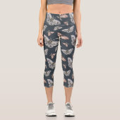 Moth Butterfly Pattern Capri Leggings (Vorderseite)
