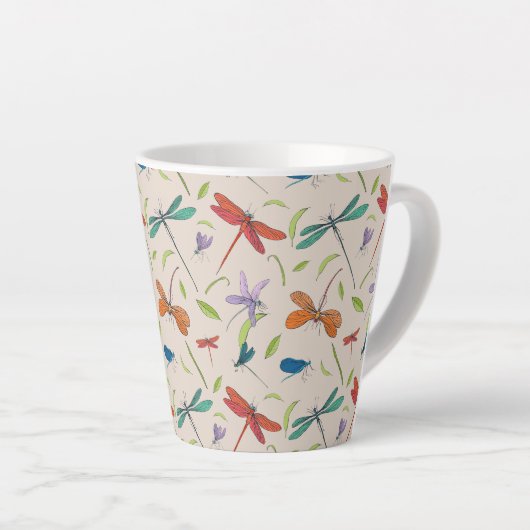 Moth Butterfly Pattern Latte Tasse (Rechte Ecke)